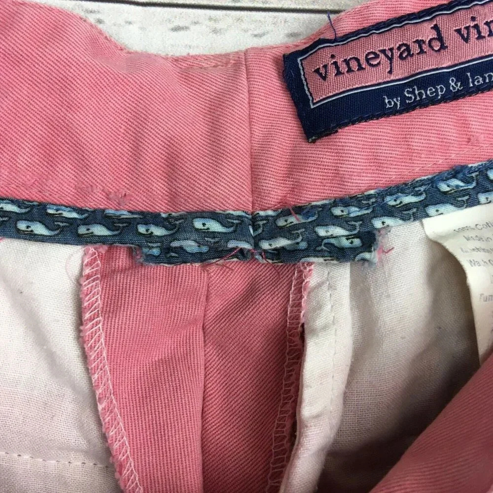 Vineyard Vines Mens 31 32 Shorts Pink Pleated Front Cotton Summer Altered Waist‎